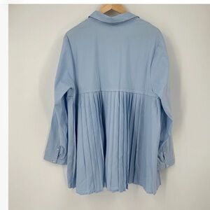 J. Jill Spring Blouse Women’s M Tall Light Blue Pleated Tunic Oversized Fit NWT